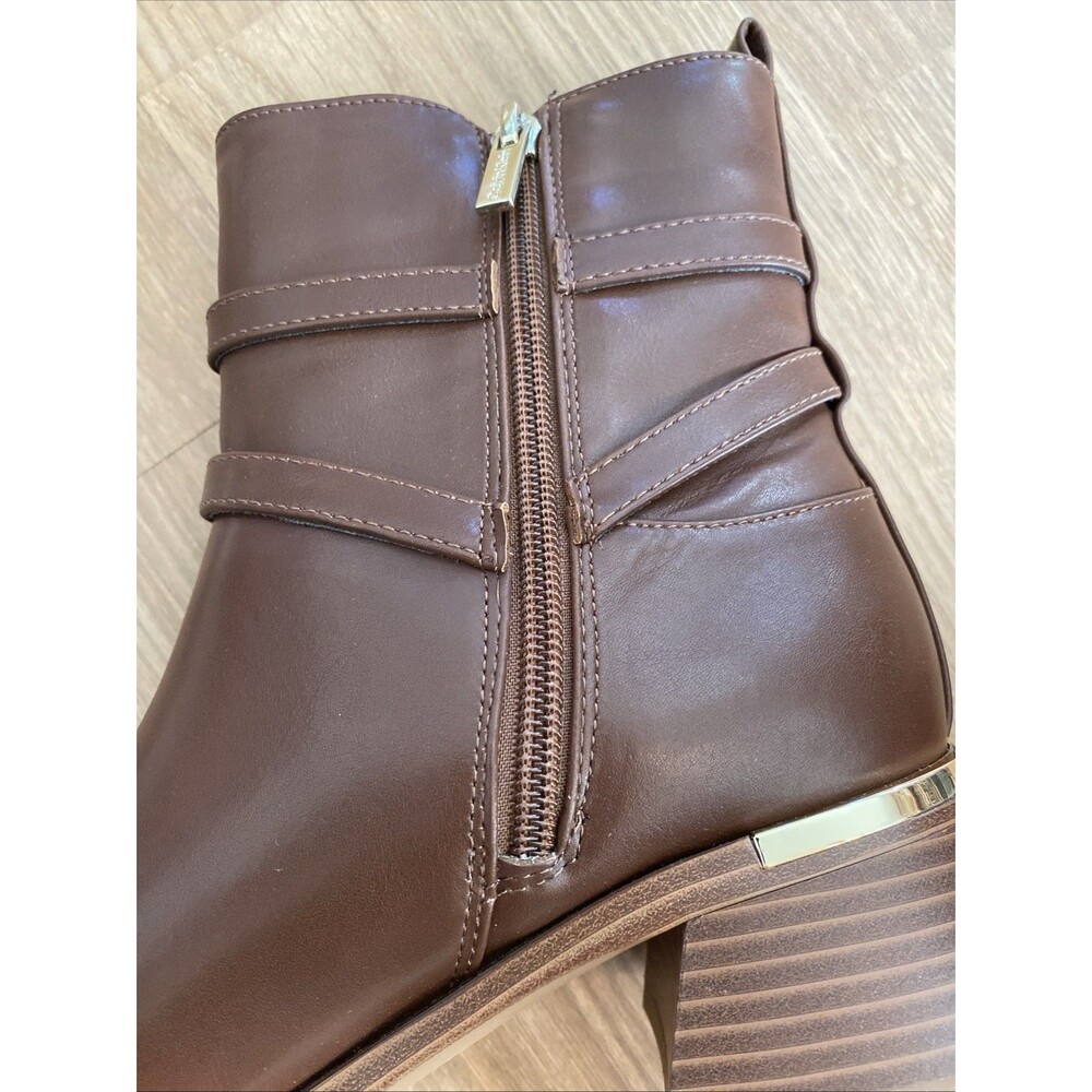 Calvin Klein Jasen Buckle Strap Block Heel Ankle Bootie Brown Size 7M $139 MSRP - Picture 10 of 16